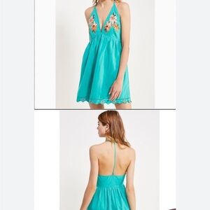 Free People Turquoise Halter Dress